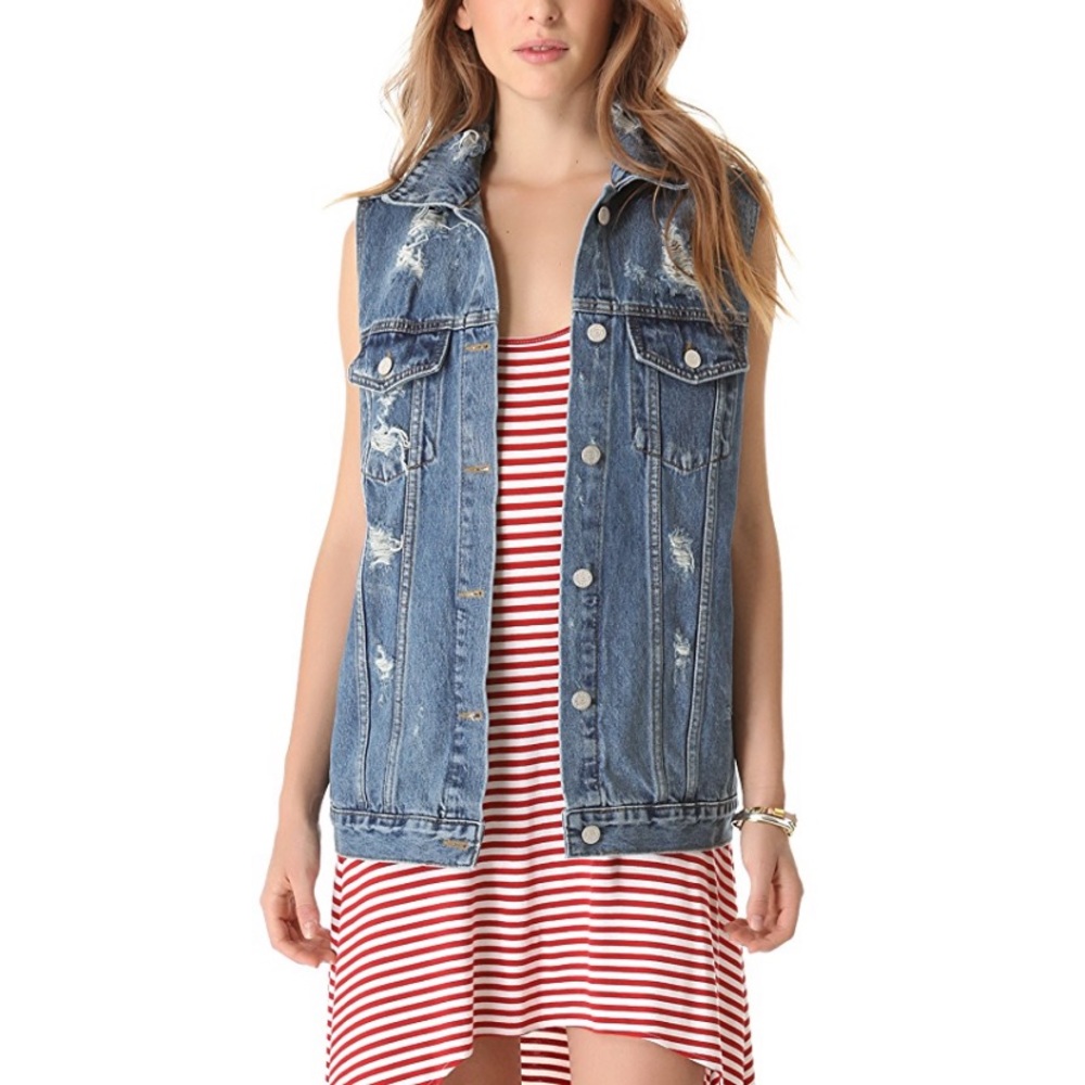 Washborn XS denim distressed vest